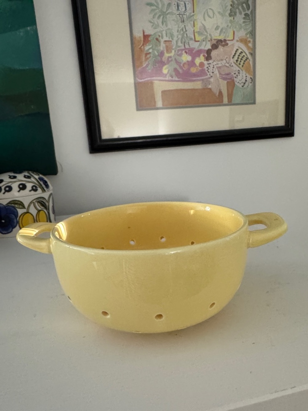 Yellow Small Ceramic Colander - Dual Handle Kitchen Strainer - Picture 7 of 7
